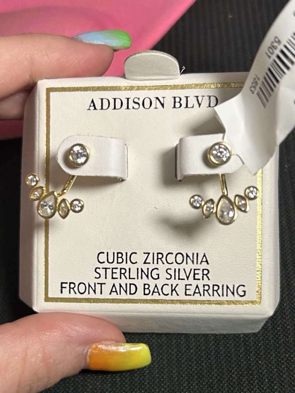 NWT Addison Blvd Cubic Zirconia .925 Sterling Silver Front Back Earrings